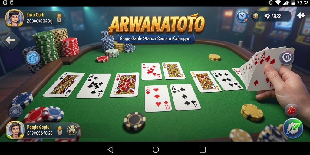 Tampilan gameplay seru ARWANATOTO dengan fitur Gaple yang menarik.