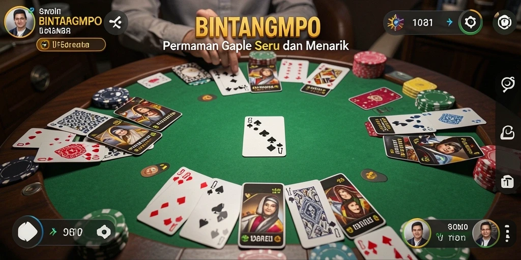 Tampilan gameplay seru BINTANGMPO dengan kartu Gaple.