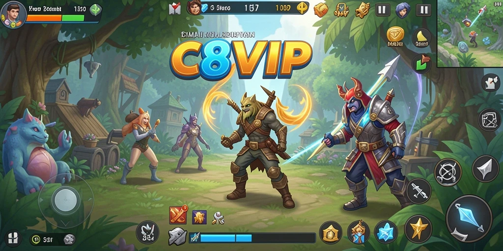 Screenshot gameplay C8VIP menampilkan simulasi kehidupan yang interaktif.