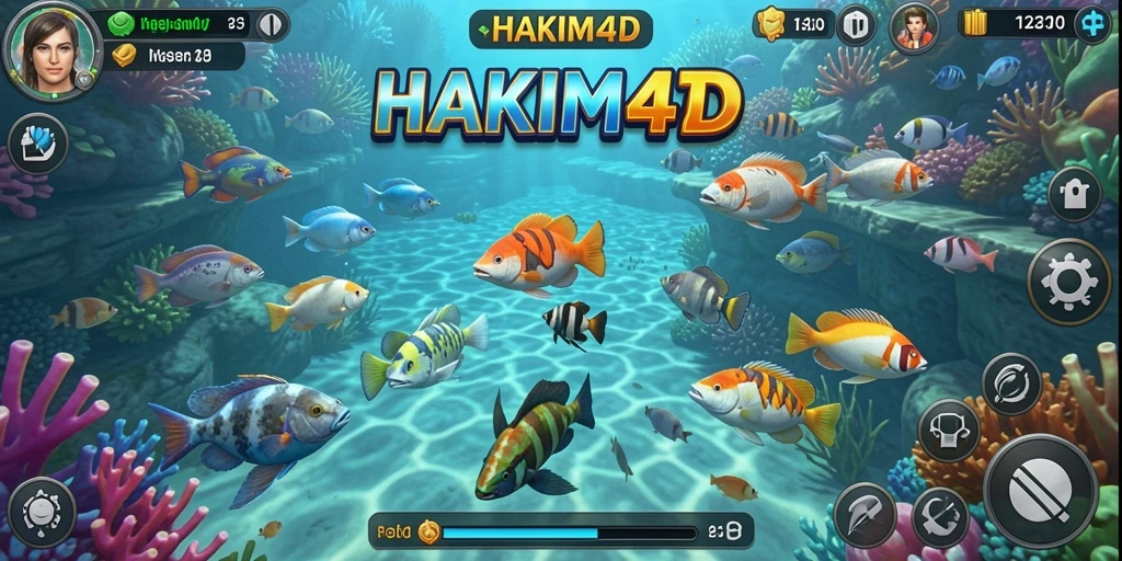Tampilan gameplay HAKIM4D saat menembak ikan di lautan.