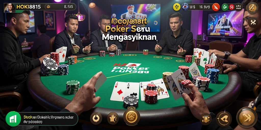 Tangkapan layar gameplay HOKI8815 menampilkan suasana poker yang mendebarkan.