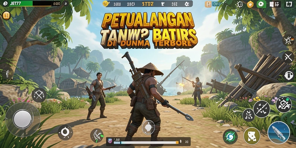 Tampilan gameplay JET77 yang mengagumkan di dunia terbuka.