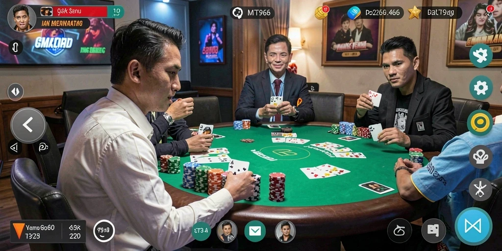 Tampilan gameplay seru dari MT966 yang menghadirkan poker mendebarkan.