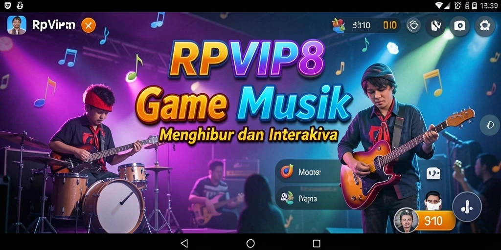 Tampilan gameplay RPVIP8 dengan berbagai pilihan lagu musik.