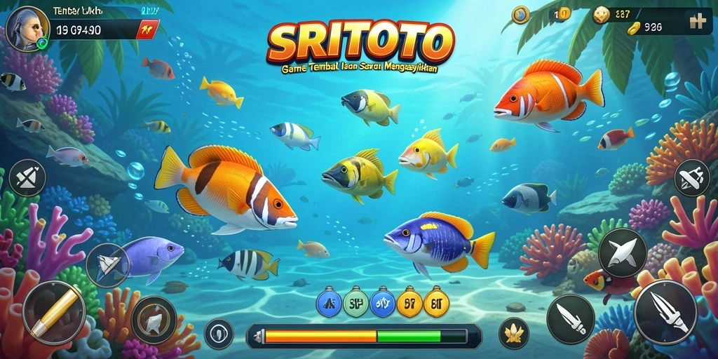 Tangkapan layar yang menunjukkan gameplay seru di SRITOTO saat memburu ikan.