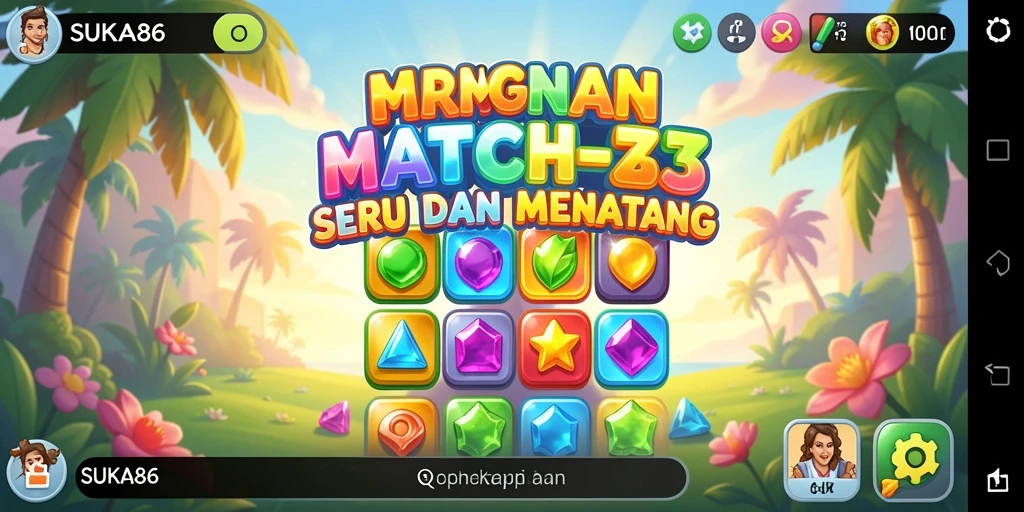 Tampilan gameplay seru dalam permainan Match-3 SUKA86.